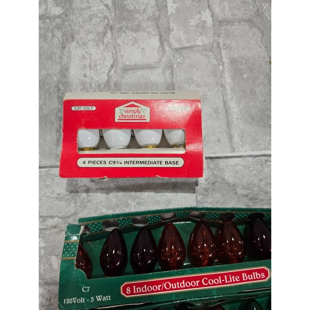60 Colored C9-1/4 7 Watt Outdoor Cool-Lite Bulbs Vintage untested Christmas C7